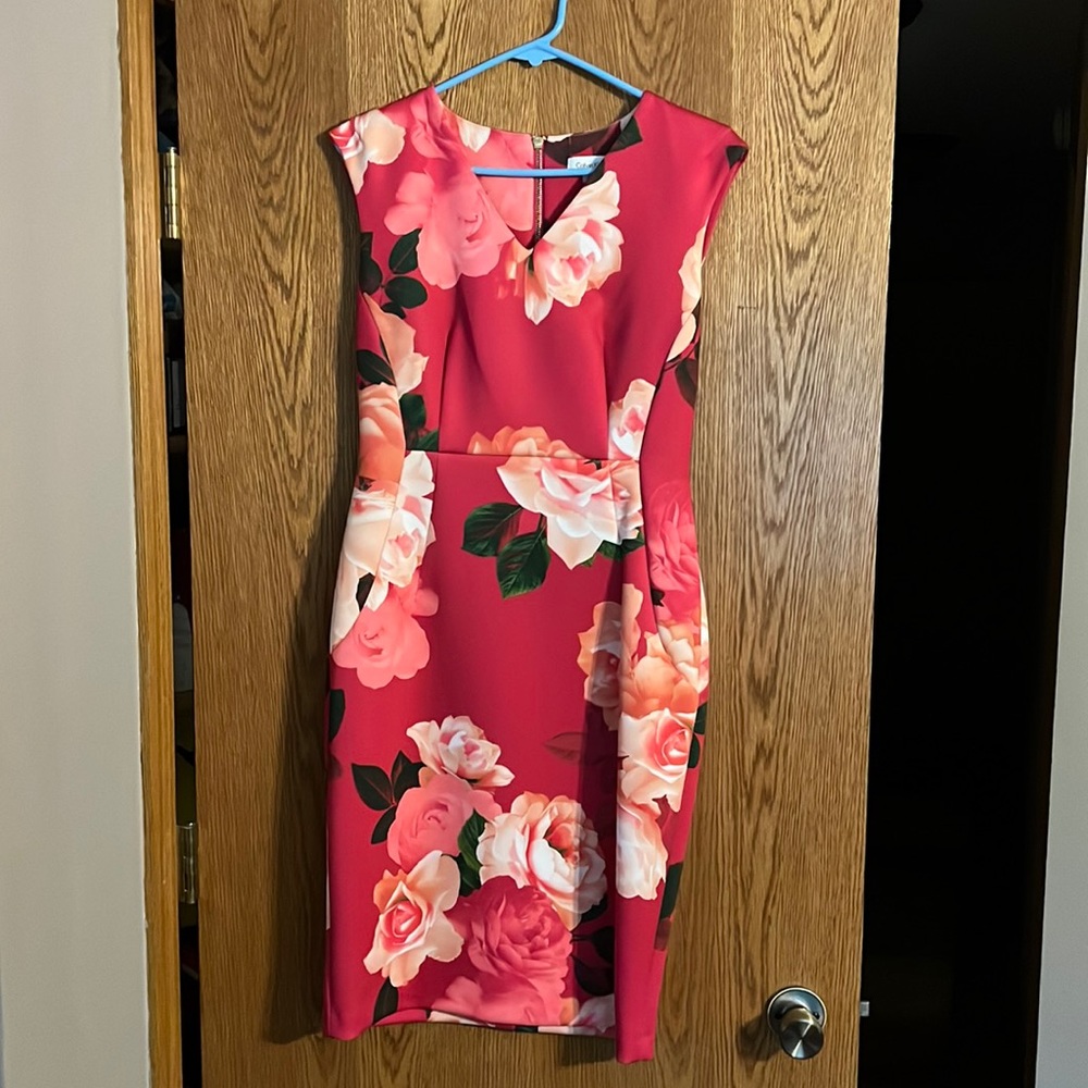 Calvin Klein pink floral dress size 10
